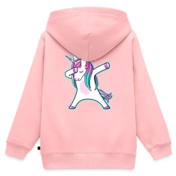 Dabbing Unicorn Gift Dabbing Unicorn - Sweat Premium à capuche zippé enfant bio - rose - Dos - AI Model Kid Female (0cm)