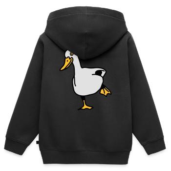 duck - Kinder Premium Organic Zip Hoodie - Schwarz - Hinten - AI Model Kid Male (0cm)