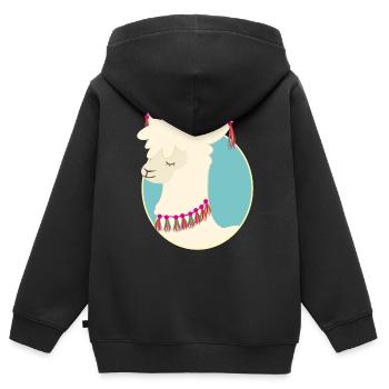 Lama - Kinder Premium Organic Zip Hoodie - Schwarz - Hinten - AI Model Kid Male (0cm)