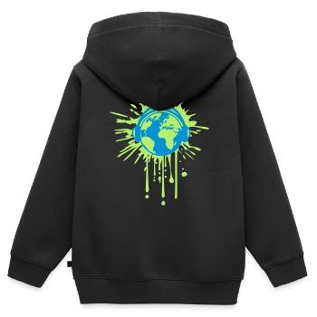 graffiti gouttes gouttes de terre gouttes de terre musique - Sweat Premium à capuche zippé enfant bio - noir - Dos - AI Model Kid Male (0cm)