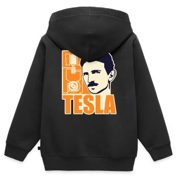 Forscher & Entwickler: Tesla - Kinder Premium Organic Zip Hoodie - Schwarz - Hinten - AI Model Kid Male (0cm)