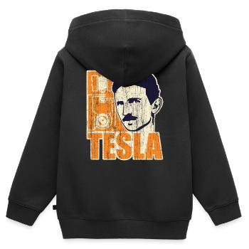 Forscher & Entwickler: Tesla - Kinder Premium Organic Zip Hoodie - Schwarz - Hinten - AI Model Kid Male (0cm)