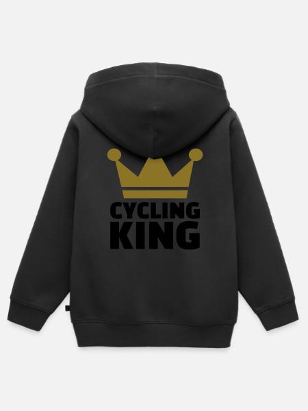 Cycling King - Kinder Premium Organic Zip Hoodie - Schwarz