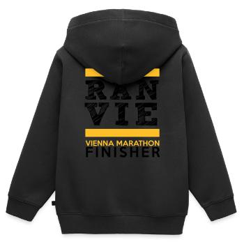 Wien Marathon Finisher - Kinder Premium Organic Zip Hoodie - Schwarz - Hinten - AI Model Kid Male (0cm)