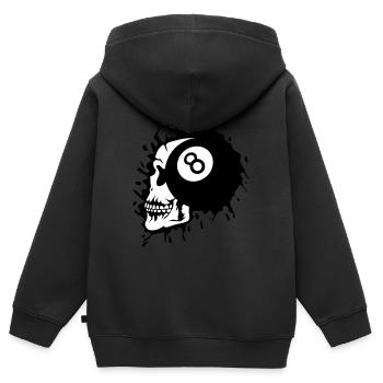 Billard Totenkopf Profil Kugel 8 - Kinder Premium Organic Zip Hoodie - Schwarz - Hinten - AI Model Kid Male (0cm)
