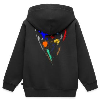 Bunte Farbkleckse - Dreieck - Kinder Premium Organic Zip Hoodie - Schwarz - Hinten - AI Model Kid Male (0cm)