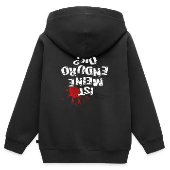 Ist meine Enduro ok? (weißer Text) - Kinder Premium Organic Zip Hoodie - Schwarz - Hinten - AI Model Kid Male (0cm)
