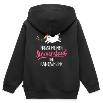 Fresst meinen Sternenstaub ihr Langweiler - Kinder Premium Organic Zip Hoodie - Schwarz - Hinten - AI Model Kid Male (0cm)