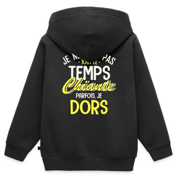 je ne suis pas tout le temps chiante - Sweat Premium à capuche zippé enfant bio - noir - Dos - AI Model Kid Male (0cm)