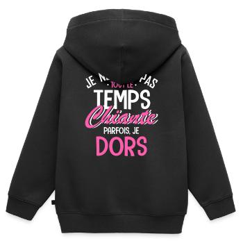 je ne suis pas tout le temps chiante - Sweat Premium à capuche zippé enfant bio - noir - Dos - AI Model Kid Male (0cm)