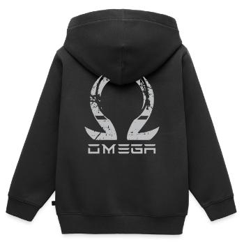 oméga - Sweat Premium à capuche zippé enfant bio - noir - Dos - AI Model Kid Male (0cm)
