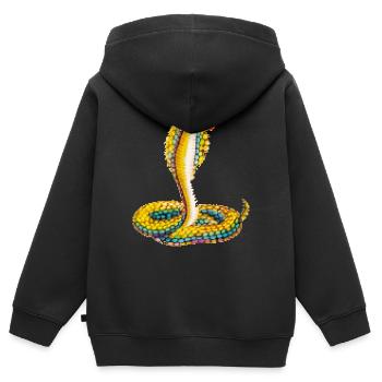 Serpent de pixel - Sweat Premium à capuche zippé enfant bio - noir - Dos - AI Model Kid Male (0cm)