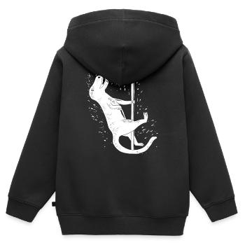 Dino Pole Dance Blanc - Sweat Premium à capuche zippé enfant bio - noir - Dos - AI Model Kid Male (0cm)