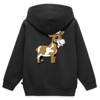 Ziege meckern lächeln - Kinder Premium Organic Zip Hoodie - Schwarz - Hinten - AI Model Kid Male (0cm)