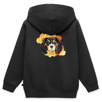 Originelles Design-Hund - Kinder Premium Organic Zip Hoodie - Schwarz - Hinten - AI Model Kid Male (0cm)