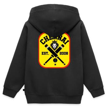 Cricket Chennai Inde - Sweat Premium à capuche zippé enfant bio - noir - Dos - AI Model Kid Male (0cm)