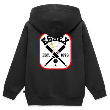 Essex County Cricket - Kinder Premium Organic Zip Hoodie - Schwarz - Hinten - AI Model Kid Male (0cm)