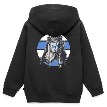 Ritter Blau Weiß Templerorden Mittelalter Rüstung - Kinder Premium Organic Zip Hoodie - Schwarz - Hinten - AI Model Kid Male (0cm)