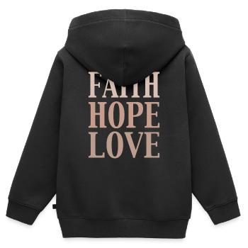 croire l’espoir - Sweat Premium à capuche zippé enfant bio - noir - Dos - AI Model Kid Male (0cm)