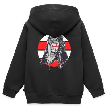 Ritter Rot Weiß Templerorden Mittelalter Rüstung - Kinder Premium Organic Zip Hoodie - Schwarz - Hinten - AI Model Kid Male (0cm)