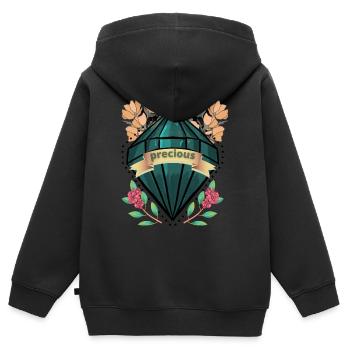 Precious Floral Gemstone - Kids Premium Organic Zip-up Hoodie - black - Back - AI Model Kid Male (0cm)