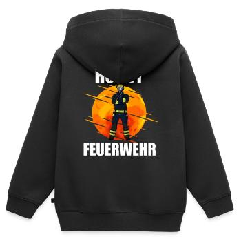 Feuerwehr Freiwillige Feuerwehr Hobby Feuerwehr - Kinder Premium Organic Zip Hoodie - Schwarz - Hinten - AI Model Kid Male (0cm)