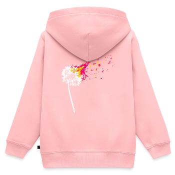 Pissenlit ardent, Pissenlit Abstrait - Sweat Premium à capuche zippé enfant bio - rose - Dos - AI Model Kid Female (0cm)