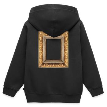 Bilderrahmen Gold zum Personalisieren zur Hochzeit - Kinder Premium Organic Zip Hoodie - Schwarz - Hinten - AI Model Kid Male (0cm)