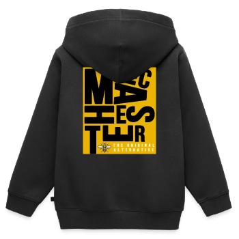 Manchester - Sweat Premium à capuche zippé enfant bio - noir - Dos - AI Model Kid Male (0cm)