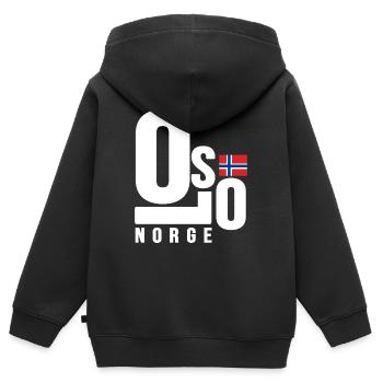 Oslo Norway - Kids Premium Organic Zip-up Hoodie - black - Back - AI Model Kid Male (0cm)