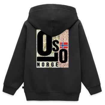Oslo norway - Kids Premium Organic Zip-up Hoodie - black - Back - AI Model Kid Male (0cm)