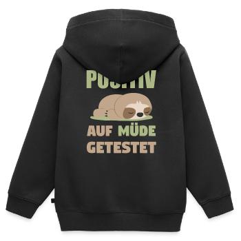 Positiv auf Müde Getestet Faultier - Kinder Premium Organic Zip Hoodie - Schwarz - Hinten - AI Model Kid Male (0cm)