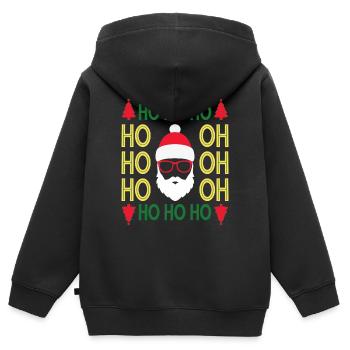 HoHoHo Rasta Santa - Kids Premium Organic Zip-up Hoodie - black - Back - AI Model Kid Male (0cm)