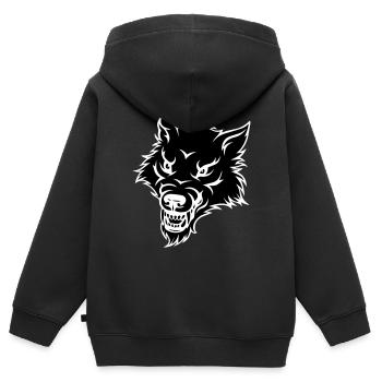 wolf - Kinder Premium Organic Zip Hoodie - Schwarz - Hinten - AI Model Kid Male (0cm)