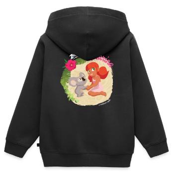 Zoom Der Weiße Delfin Marina Und Raoul - Kinder Premium Organic Zip Hoodie - Schwarz - Hinten - AI Model Kid Male (0cm)