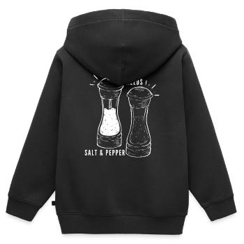 Encourager le sel et le poivre - Sweat Premium à capuche zippé enfant bio - noir - Dos - AI Model Kid Male (0cm)