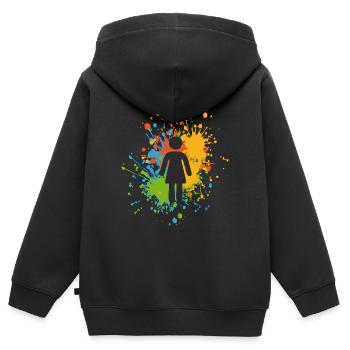 Éclaboussure de couleur d’icône féminine - Sweat Premium à capuche zippé enfant bio - noir - Dos - AI Model Kid Male (0cm)