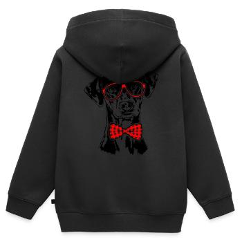 DEUTSCHER PINSCHER Brille Hunde schlauer Hund - Kinder Premium Organic Zip Hoodie - Schwarz - Hinten - AI Model Kid Male (0cm)