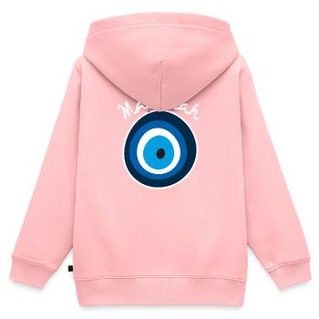 Masallah nazar, mauvais œil - Sweat Premium à capuche zippé enfant bio - rose - Dos - AI Model Kid Female (0cm)