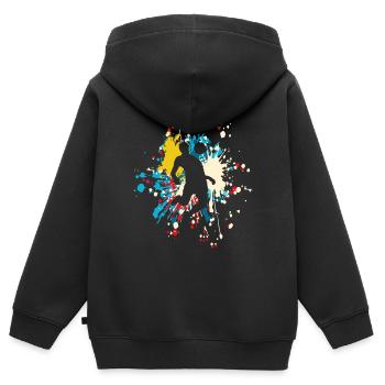 Soccer Stop The Ball Color Splash - Kids Premium Organic Zip-up Hoodie - black - Back - AI Model Kid Male (0cm)