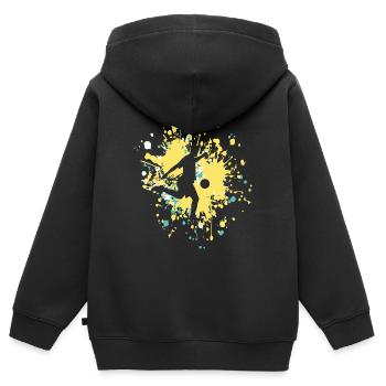 Soccer Passion Color Splash - Kinder Premium Organic Zip Hoodie - Schwarz - Hinten - AI Model Kid Male (0cm)