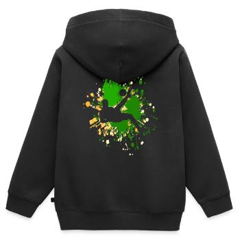 Coup de ciseaux de football Hit Color Splash - Sweat Premium à capuche zippé enfant bio - noir - Dos - AI Model Kid Male (0cm)