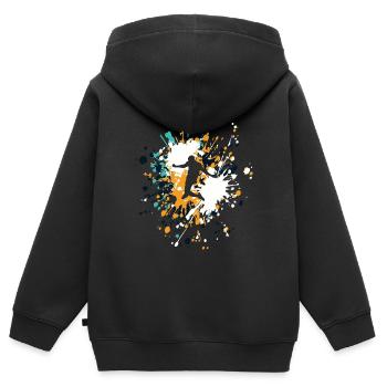 Soccer Striker Shoot Color Splash - Sweat Premium à capuche zippé enfant bio - noir - Dos - AI Model Kid Male (0cm)