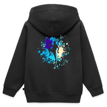 Astuces de football Color Splash - Sweat Premium à capuche zippé enfant bio - noir - Dos - AI Model Kid Male (0cm)