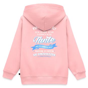 Finger weg! verrückte Tante Verwandte Familie Kind - Kinder Premium Organic Zip Hoodie - Rosa - Hinten - AI Model Kid Female (0cm)