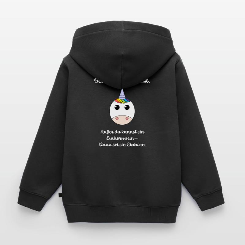 Sei ein Einhorn Kinder Premium Organic Zip Hoodie