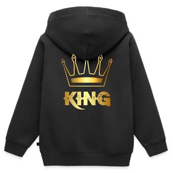 Königskrone des Königs, passende Kleidung für Paare - Kinder Premium Organic Zip Hoodie - Schwarz - Hinten - AI Model Kid Male (0cm)
