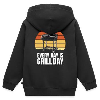 Grill Grill Day Grilled Food Grill Griller BBQ Meilleur - Sweat Premium à capuche zippé enfant bio - noir - Dos - AI Model Kid Male (0cm)