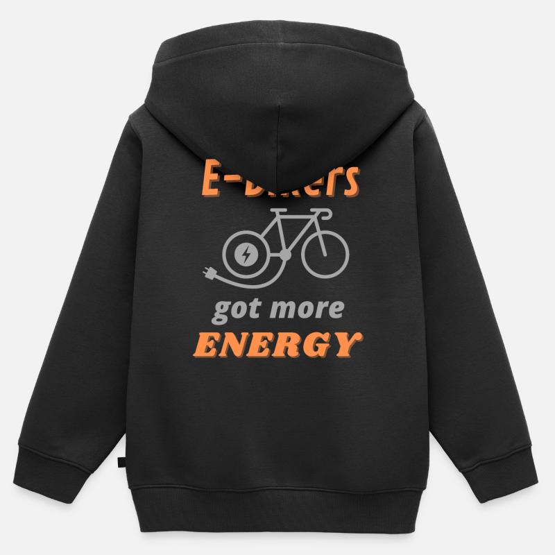 E biker og elektrisk cykeltur e cykel cyklist - Premium børne zip-hættetrøje økologisk - sort