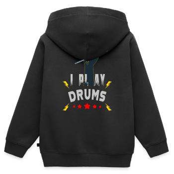 Je joue de la batterie - Sweat Premium à capuche zippé enfant bio - noir - Dos - AI Model Kid Male (0cm)